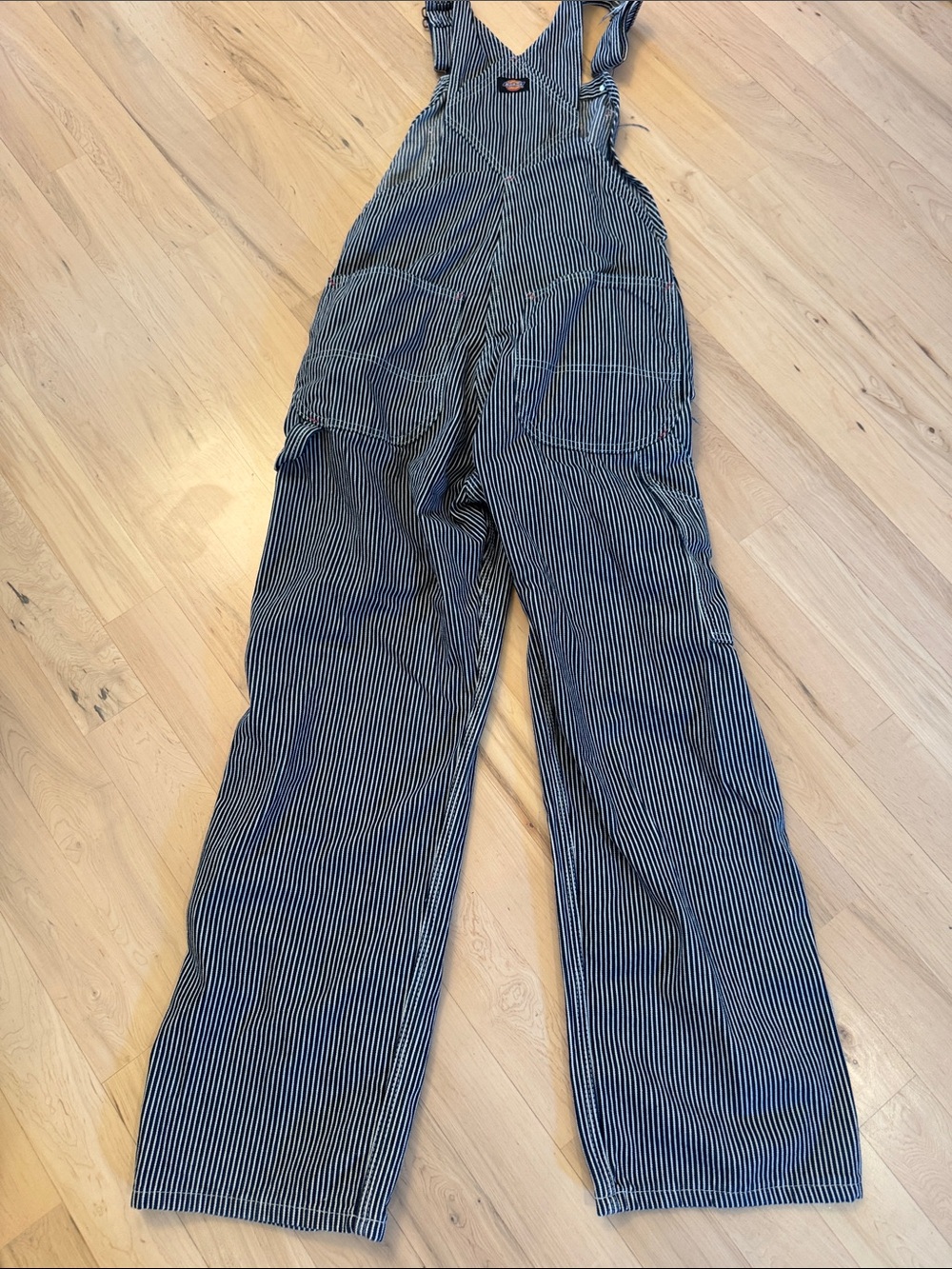 Dickies Hickory Stripe Overalls White Blue Striped Denim Bib Conductor-Workwear - Picture 5 of 5